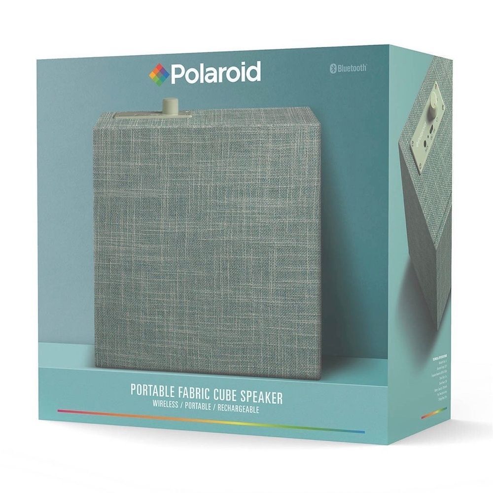 Polaroid Portable Fabric Cube Speaker in Light Green